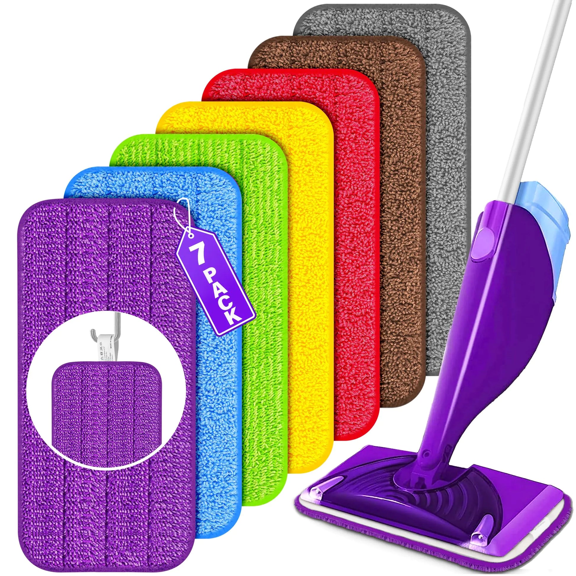 Machine Washable Mop -CleanEase Mop Microfiber Machine Washable 7 Pack