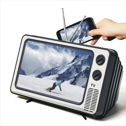 Retro TV Amplifier Phone Screen Magnifier - No Installation Required New Version- Gifts for Dad Mom 3D HD Mobile Phone Screen Magnifying Enlarger for Movies Videos Games -Vintage Grey
